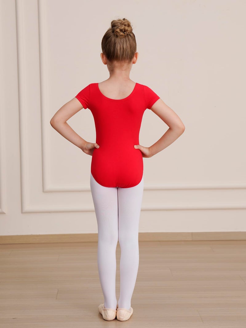WEGETIT Gymnastics Leotards for Girls Ballet Dance Toddler Leotard Short Sleeve Bodysuit (Red, 4-6 Years) - Image 4